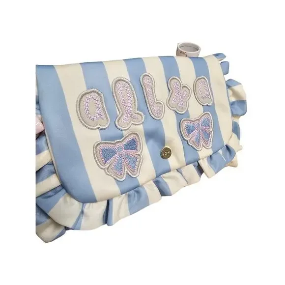 Stoney Clover Lane Personalized ALISA Ruffle Jewelry Roll Blue Strip - Picture 2 of 8